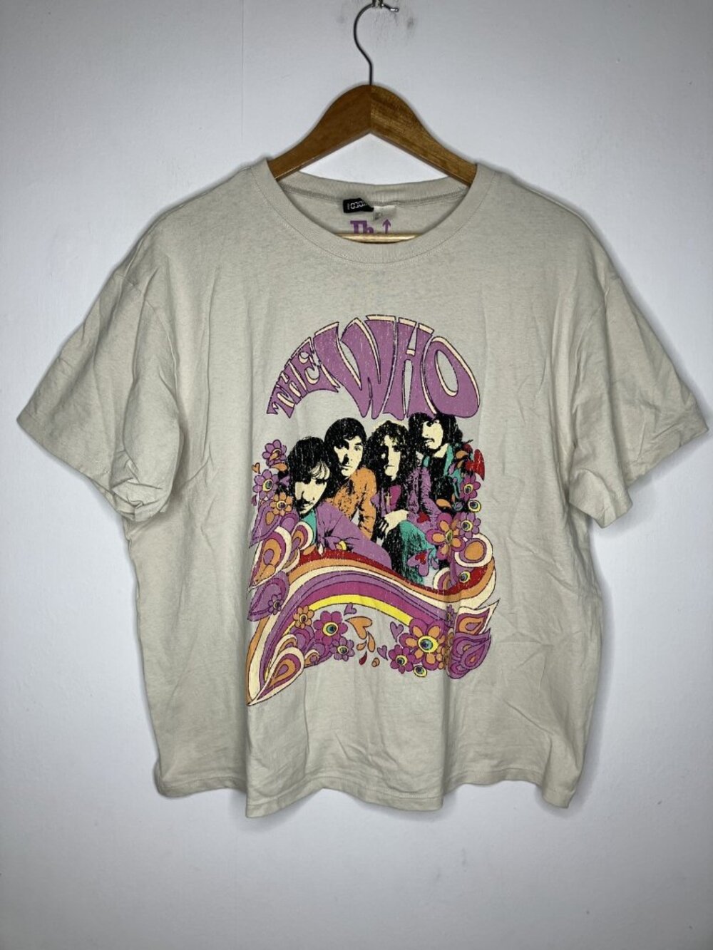 H&M Divided The Who Band T-Shirt Women's Large Beige Cream Graphic Tee Band